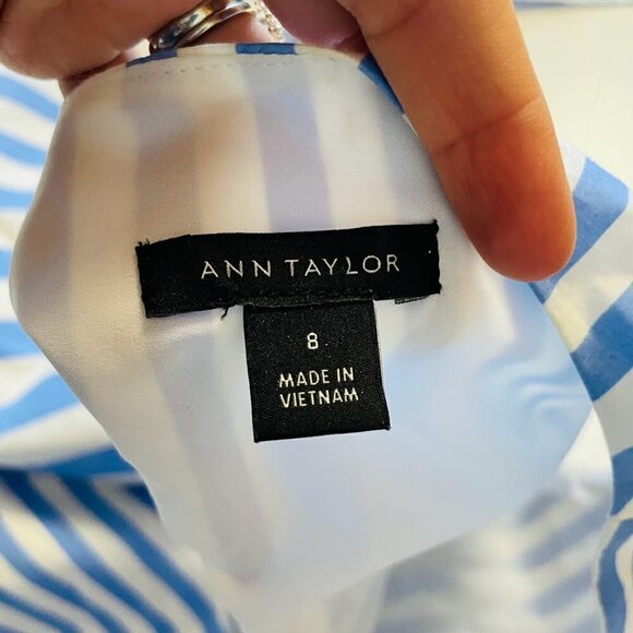 Ann Taylor Dress Wrap Top Striped Blue White Preppy Spring Party Wedding Bride 8 - Picture 6 of 8